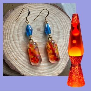 🔥Lava Lamp fused glass earrings!  Handcrafted and one of a kind.